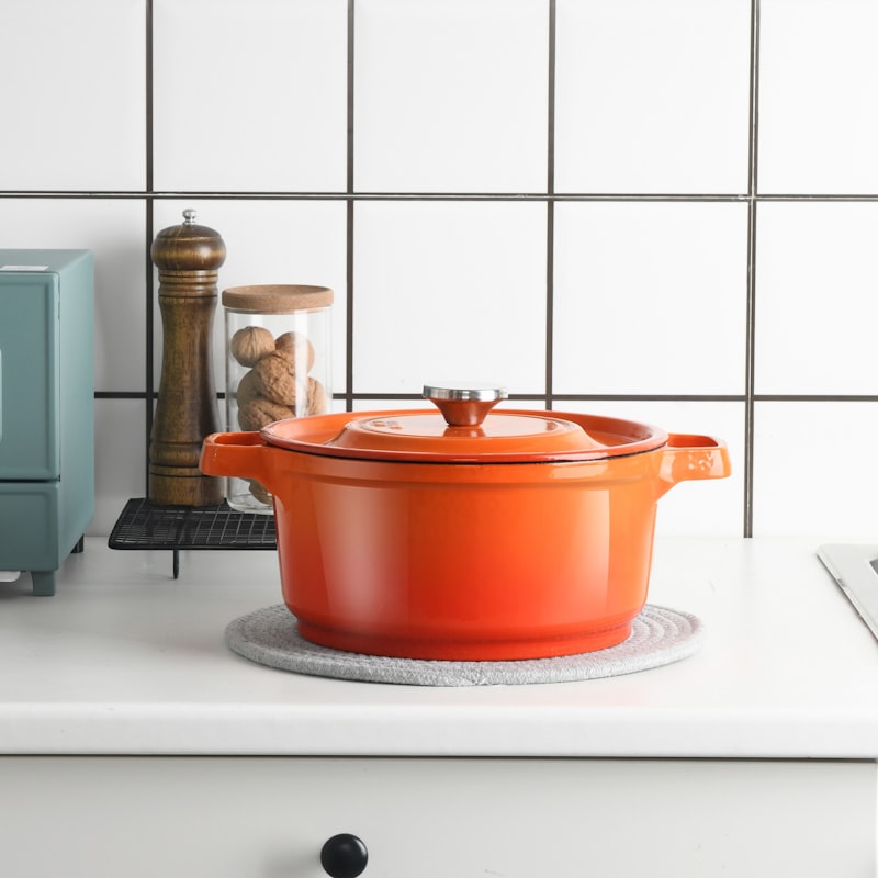 Cast-iron cookware pot on a kitchen surface