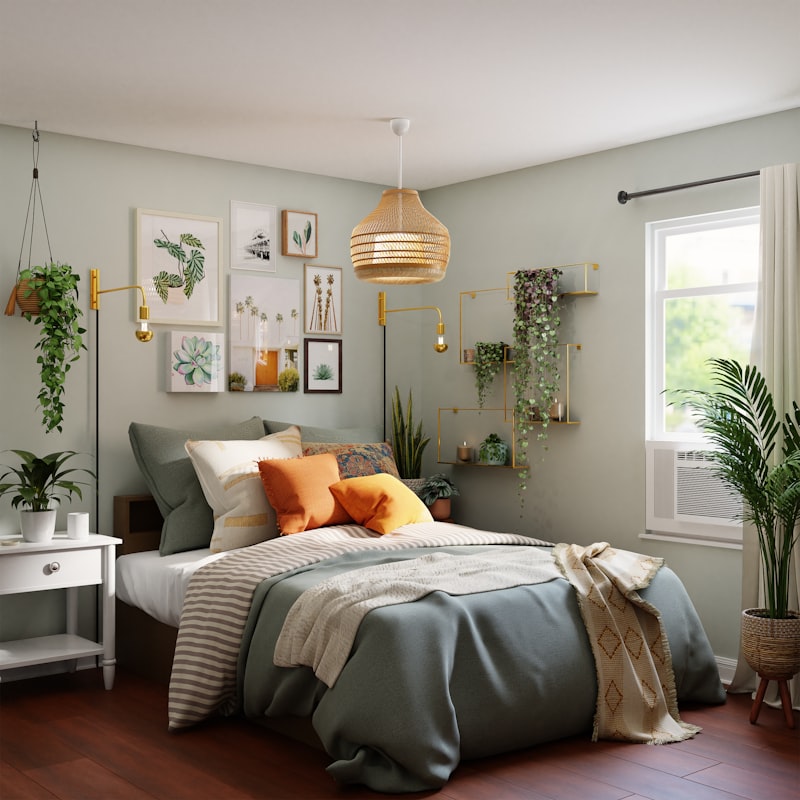 Made-up guest bedroom in a hotel