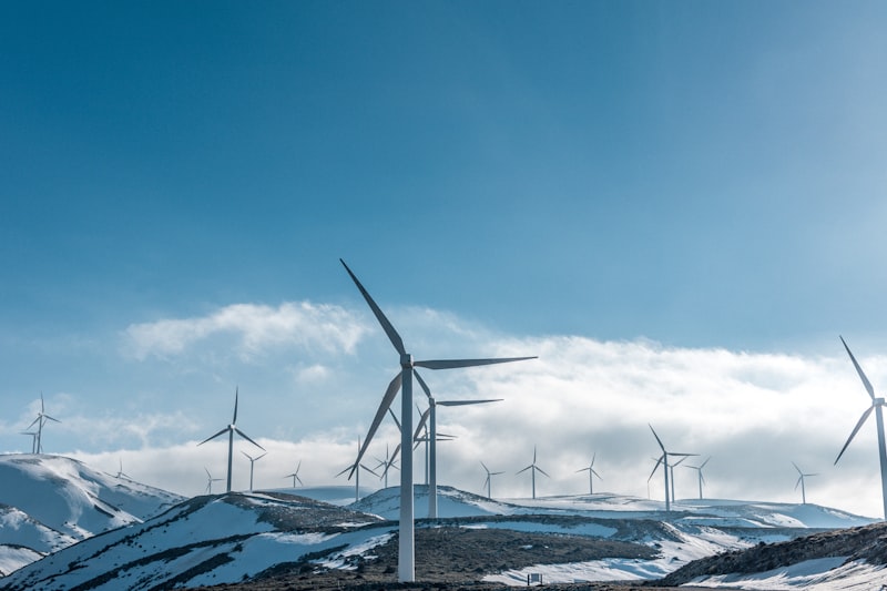 Wind turbines against the sky